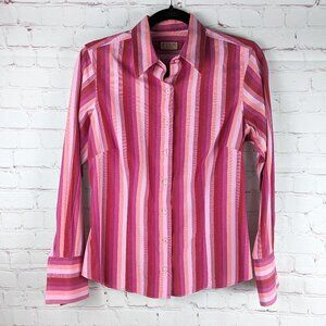 Thomas Pink Striped Pink Button-Down Blouse 12